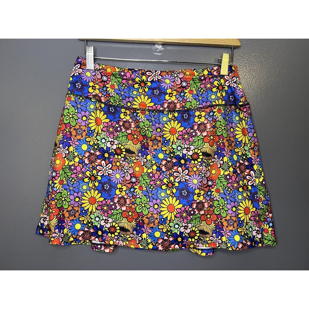 Fulbelle Skort Womens Medium Multicolor Floral Athletic Lined Pockets Zip Tennis